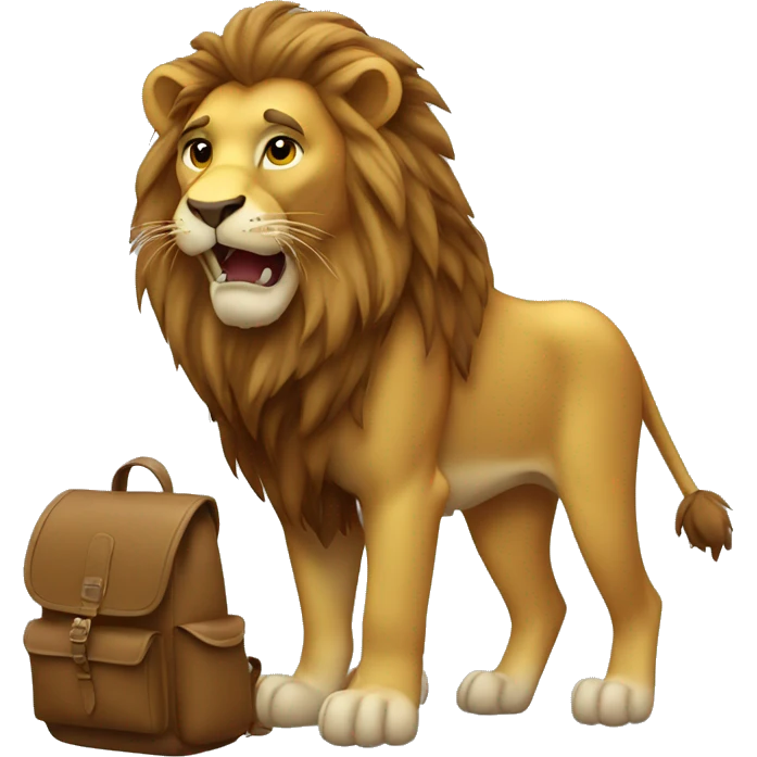 Lion with bagpack emoji