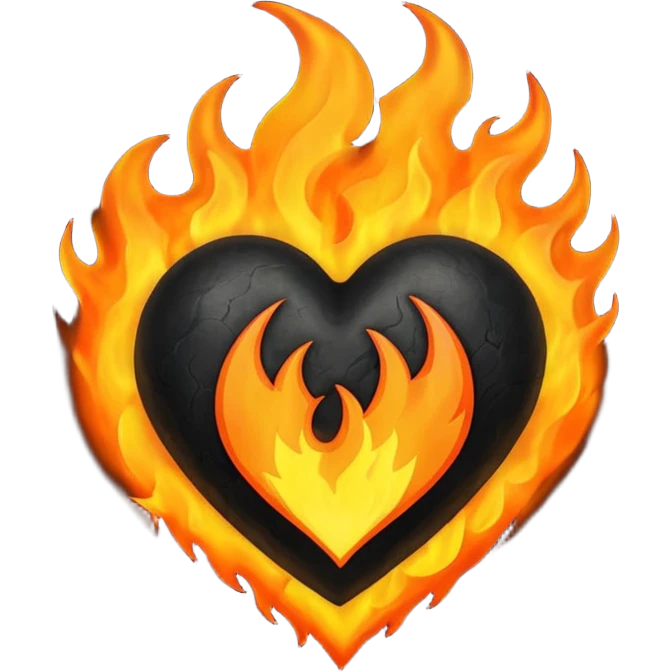 Black Heart with fire emoji