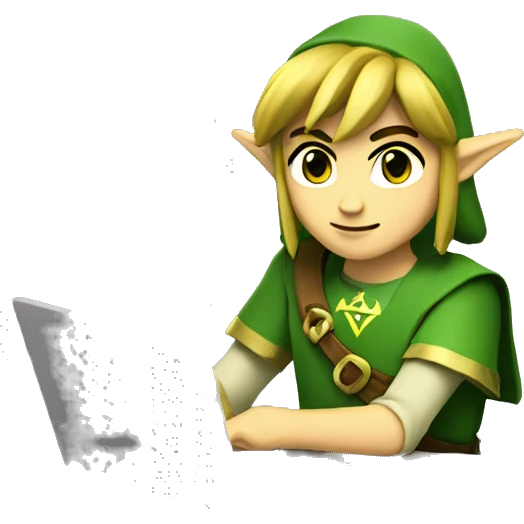 zelda link working with a laptop emoji