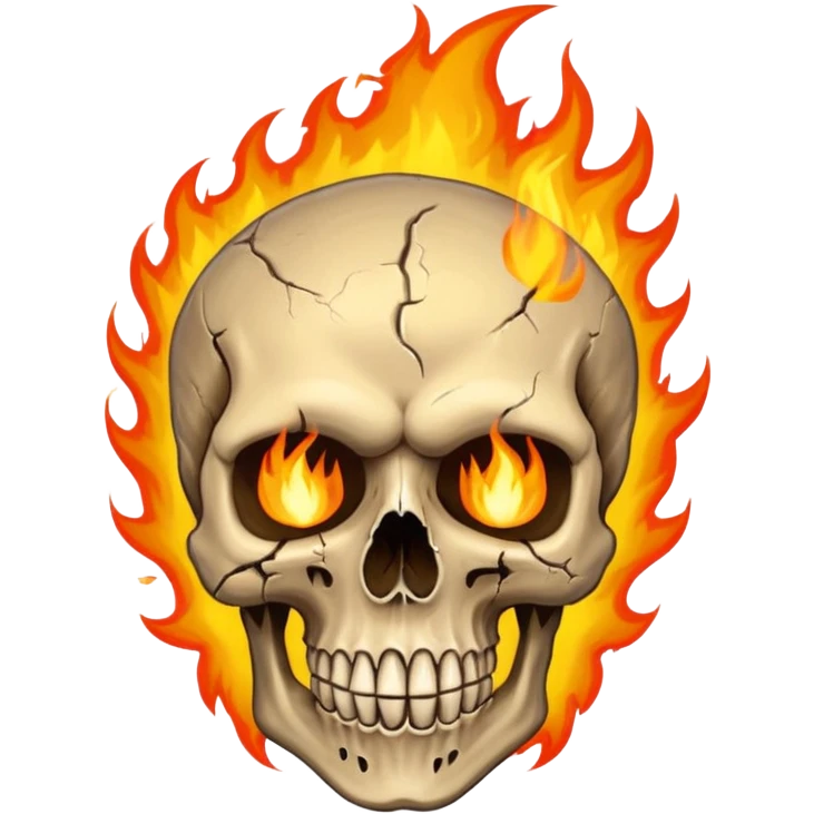 Make a rockstar like fill a skull with fire on it emoji