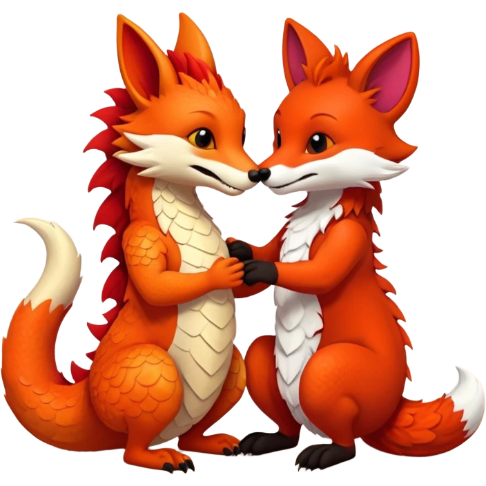 Furry dragon suck furry fox emoji