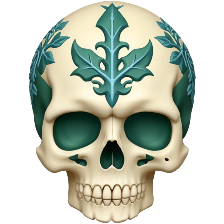 skull in Milwaukee Bucks colors (hunter green, cream, and light blue) emoji