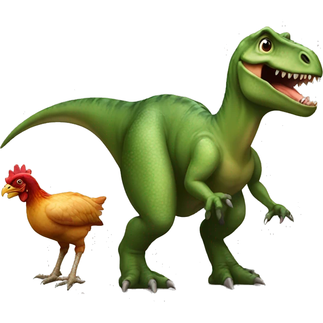 Dinosaur with chickens head emoji