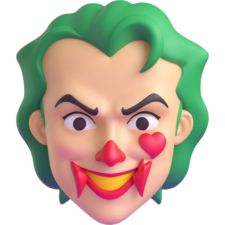 heart breaking out of a joker face emoji
