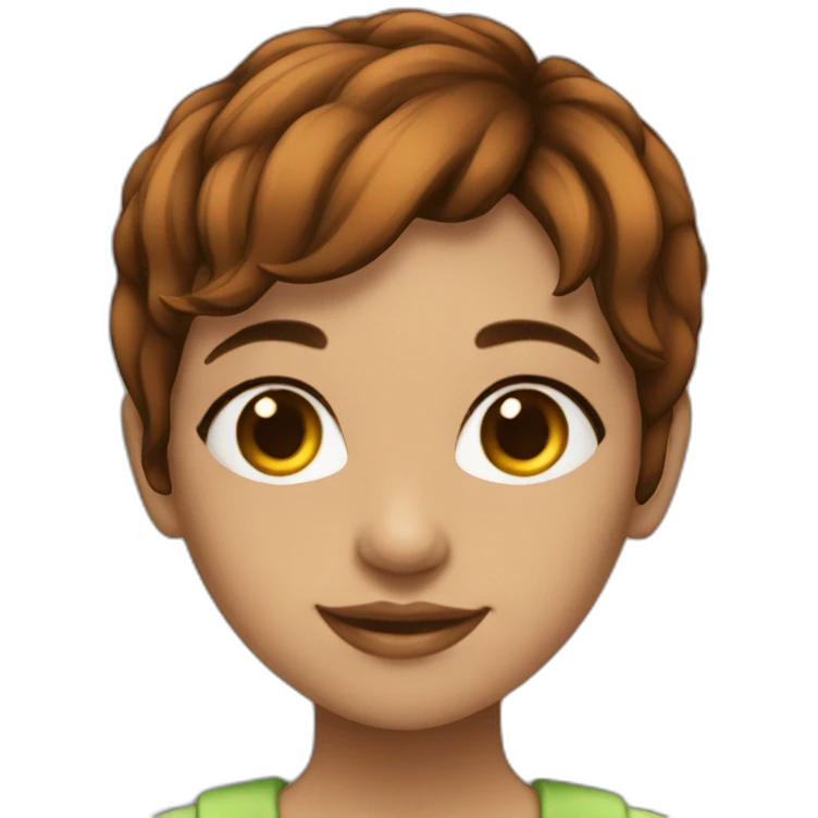 girl brown pixie hair with book emoji