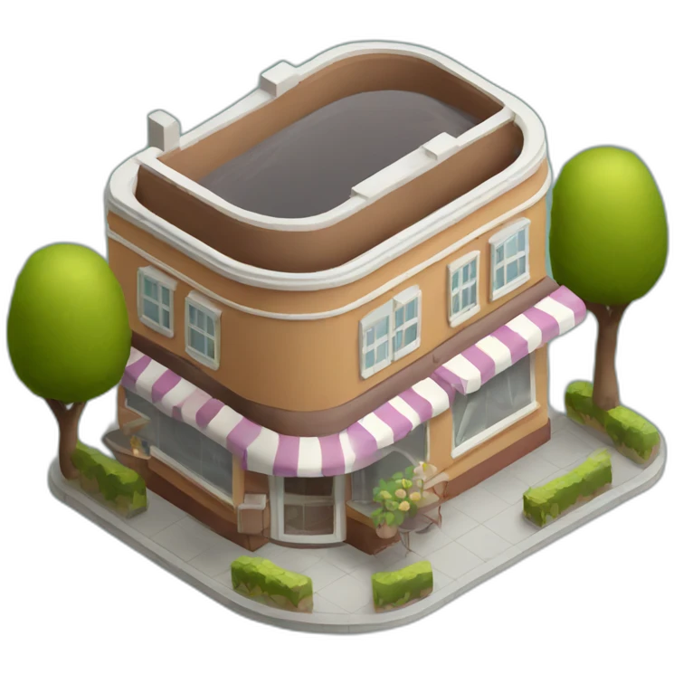 Rounded Coffee house isometric emoji