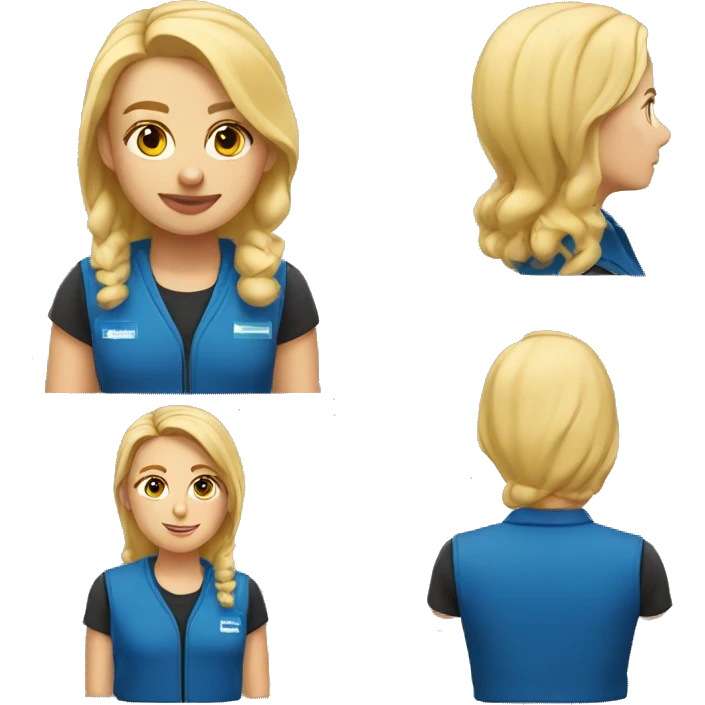Amazon delivery driver blue vest blonde hair emoji