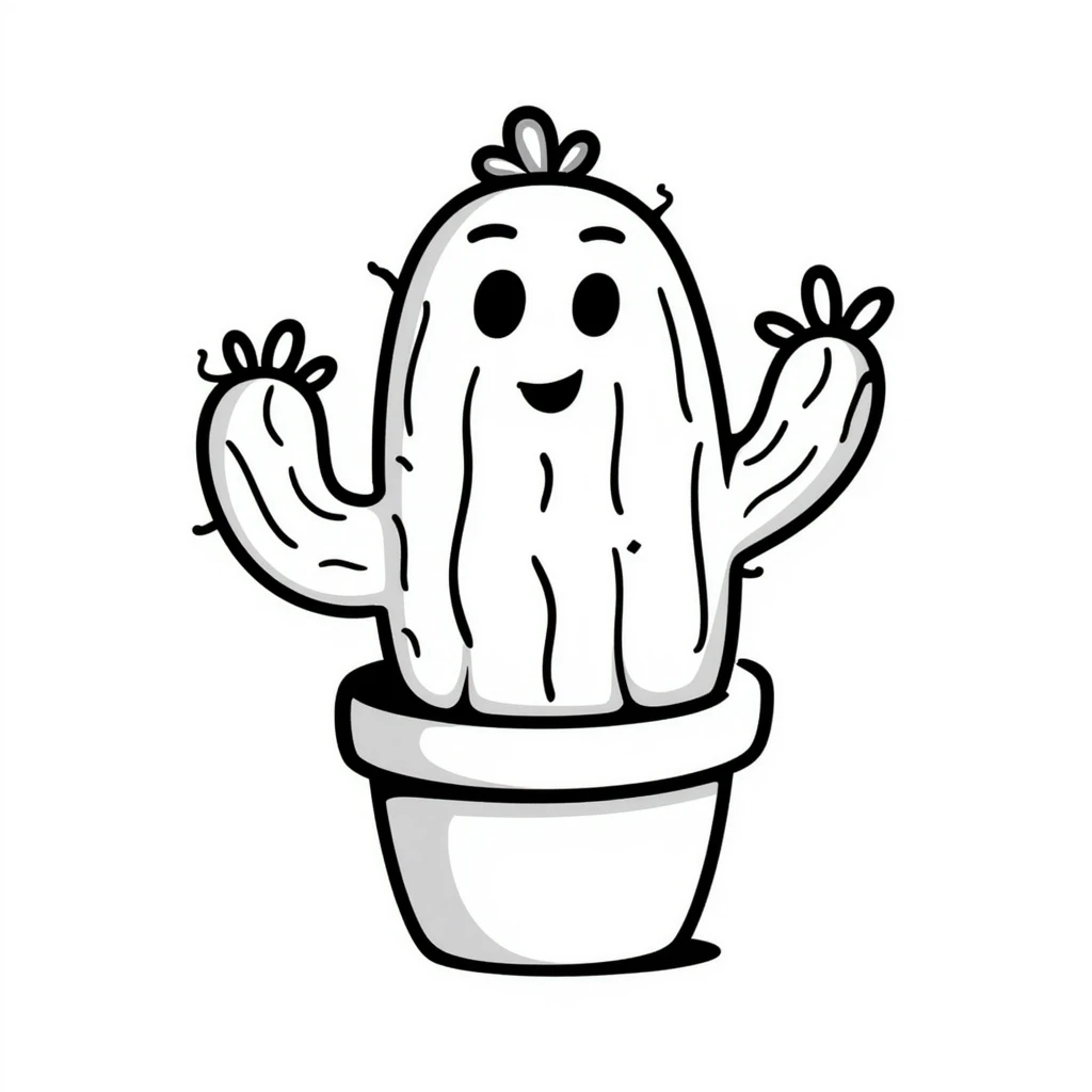 cactus with playful hand-drawn doodle lines emoji