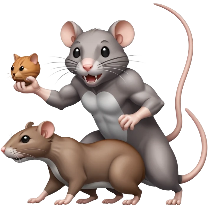 Giant rat, beating up cats emoji