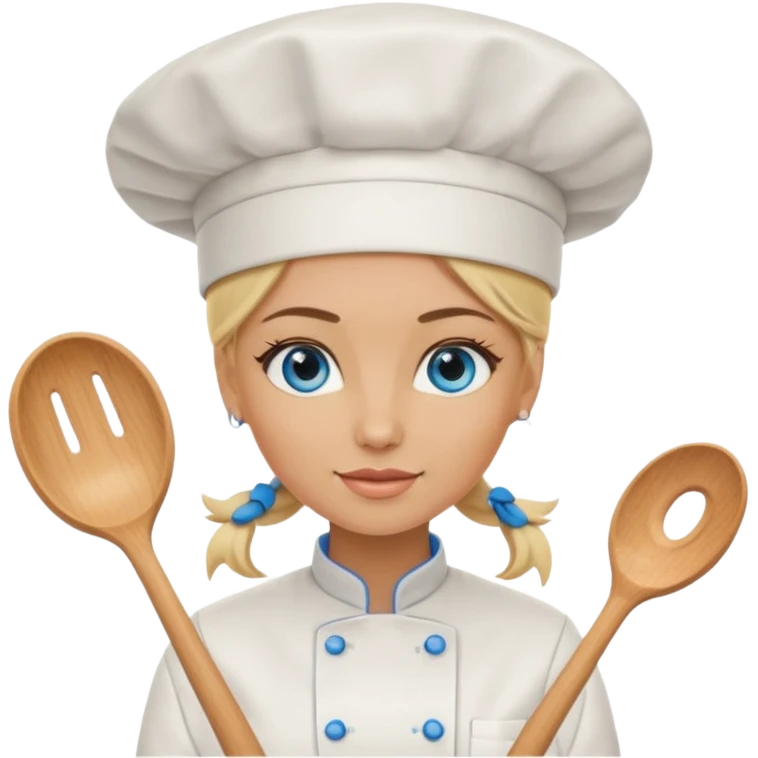 Blonde blue eyed female chef emoji