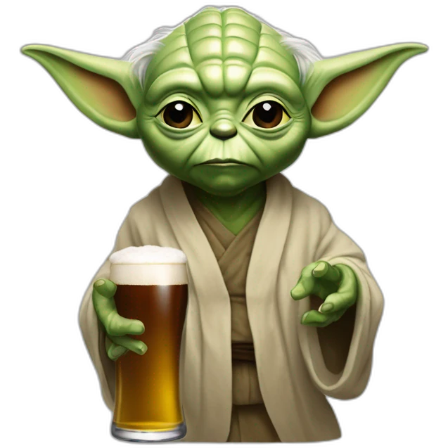 Yoda buvant une bière emoji