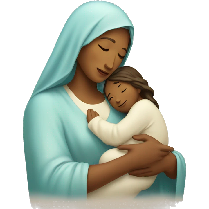 Maria mother of Jesus with Jesus in hands emoji
