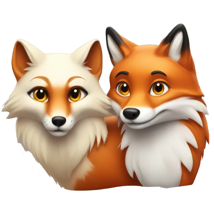 A red fox and an arctic fox emoji