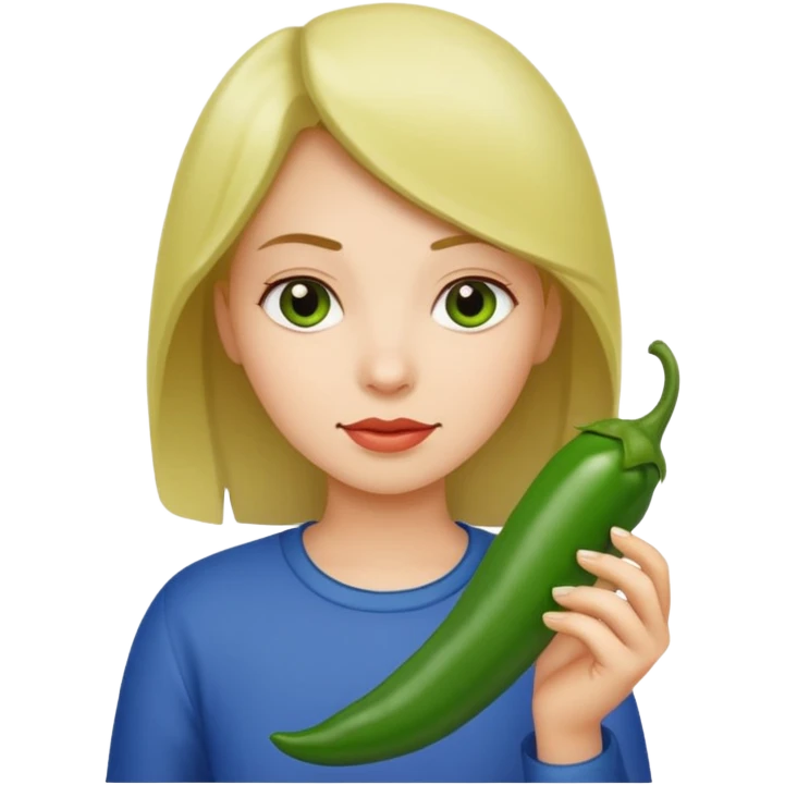 Girl with green chili emoji