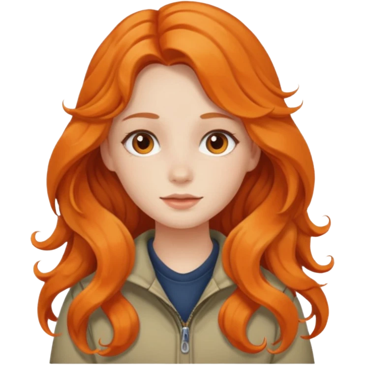 orange wavy long hair girl with wearing cottage core clothes emoji