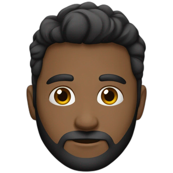 Hombre moreno sin pelos y con barba negra y con ropa negra emoji