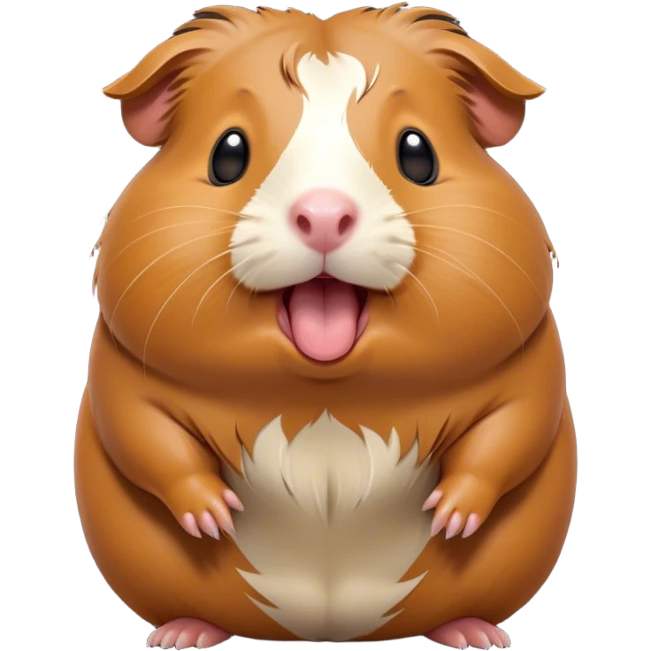 Cinematic Cute Yawning Brown Guinea Pig Portrait Emoji, Head tilted slightly with a dramatic, wide-open yawn, revealing a soft brown coat and tiny, droopy ears, round dark eyes barely open in drowsy contentment, Simplified yet irresistibly adorable features, highly detailed, glowing with a soft, cozy glow, high shine, relaxed yet expressive, stylized with a touch of whimsy, bright and endearing, soft glowing outline, capturing the essence of a sleepy yet affectionate guinea pig, so drowsy it feels like it could stretch out of the screen and curl up for a nap! emoji