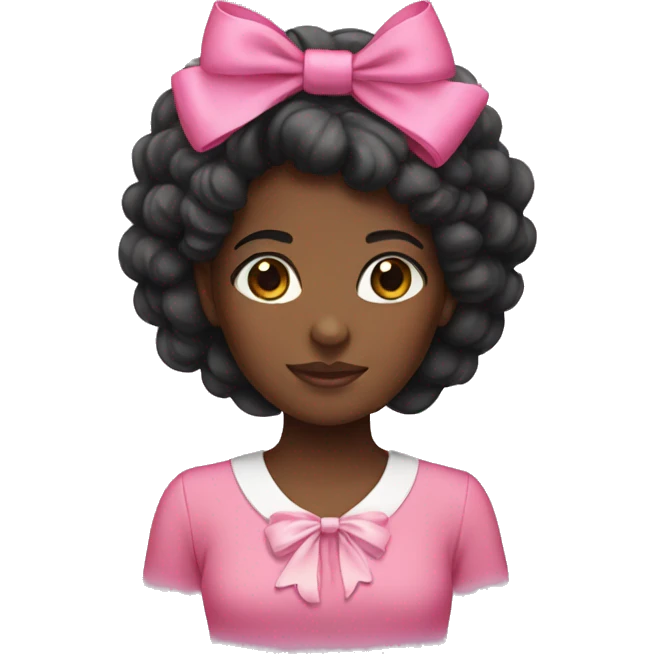 black girl wearing pink bow emoji