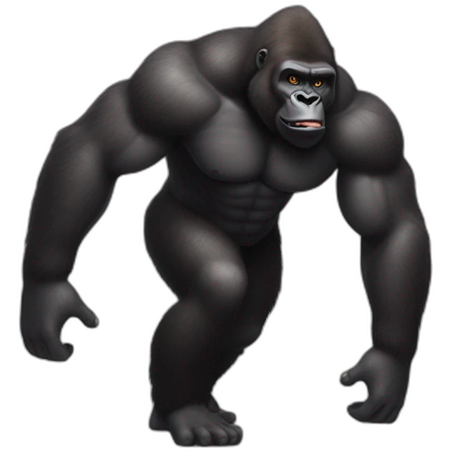 Very buff Gorilla puts man on the ground emoji