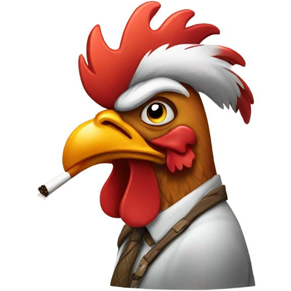 Sad rooster smoking  emoji