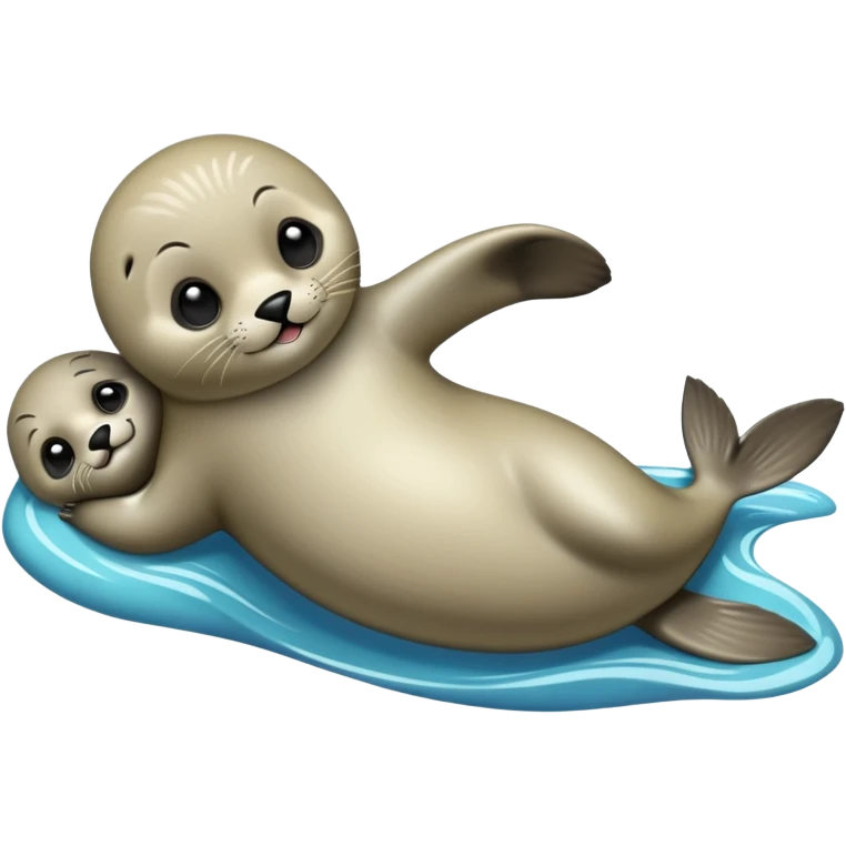 cinematic-seal-realistic-full-body-lounging-emoji,-sleek-body-stretched,-short-smooth-fur-glinting-in-the-sea-breeze,-flippers-tucked-comfortably-beneath-its-body,-large-dark-eyes-filled-with-playful-curiosity emoji