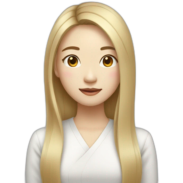 korean blond woman straight hair shoulders hair long emoji