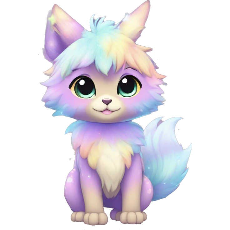 Anthro Cute Gorgeous Petite Shiny Colorful Pastel Glitter Sparkle Stars Gradient Anime Chibi Animal-Fakémon-Pokémon-Hybrid Fur Sona Aesthetic Trending Style Full Body emoji