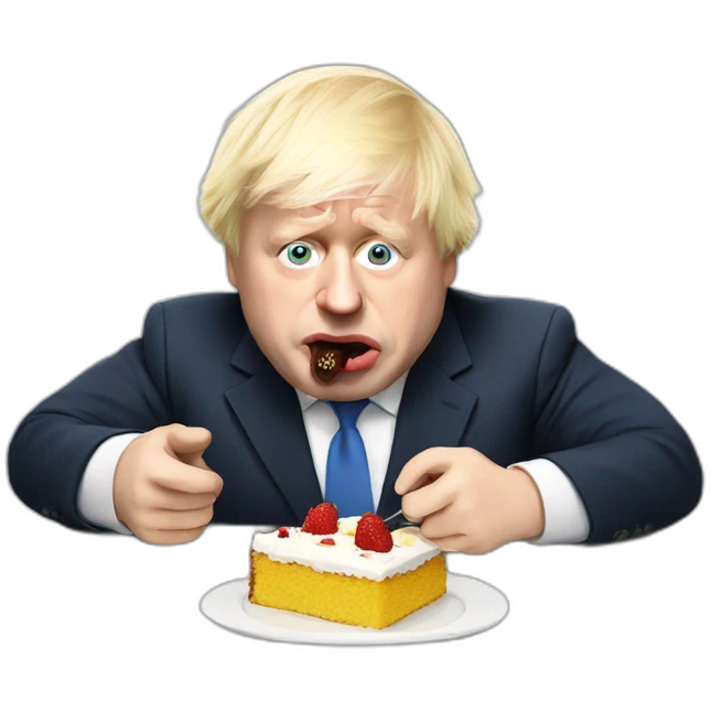 Boris Johnson eating cake emoji
