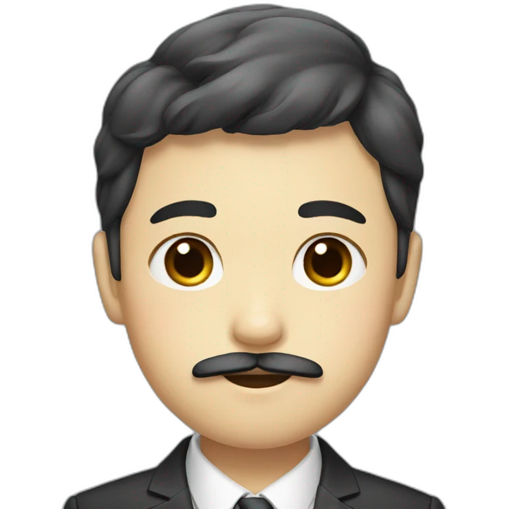 Korean boy with a mustache wearing a suit emoji