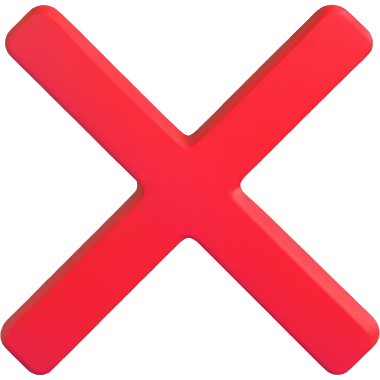 3D red X mark symbol for no emoji