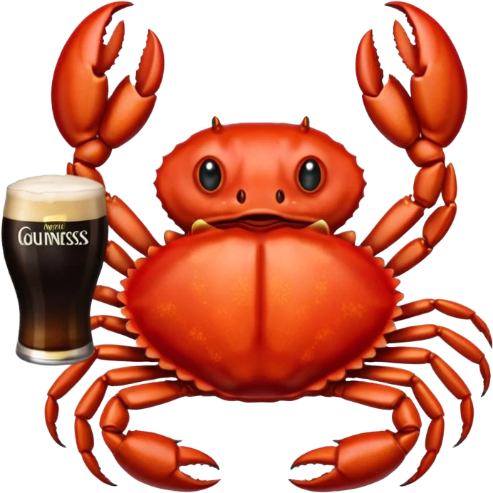 A crab holding a guiness emoji