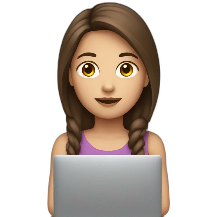 girl with brown hair on computer emoji