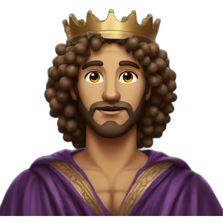 man with greek robe long curly hair and a crown of grapes emoji