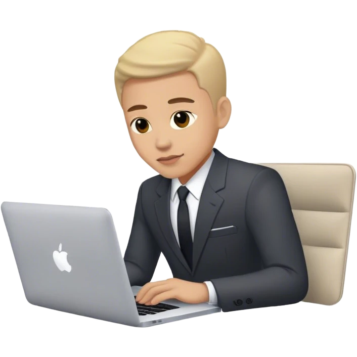 Homme en costume avec un MacBook emoji