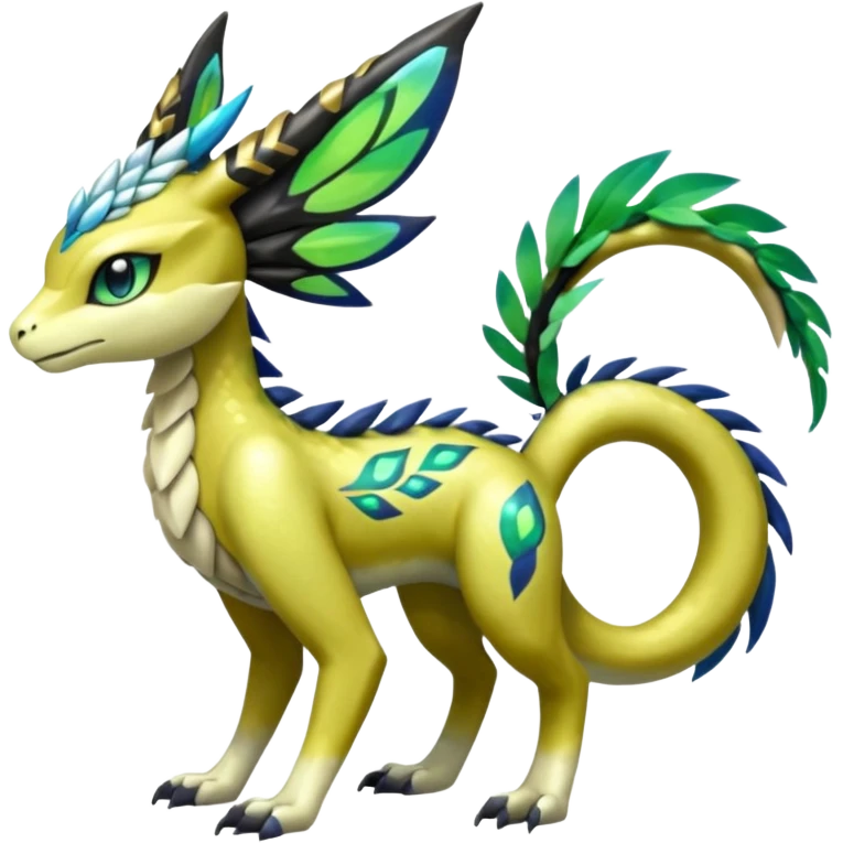  Exotic Dragonic Feathery ScalyMeloetta-Zygarde-Zeraora-Renamon-Protogen-Palkia-hybrid-fusion-Fakémon-creature, full body emoji