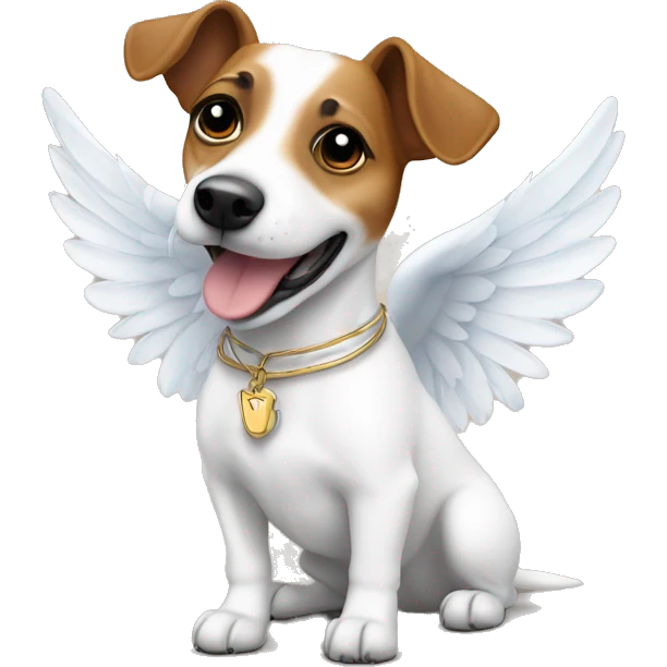 a Jack Russel dog with angel wings happy emoji