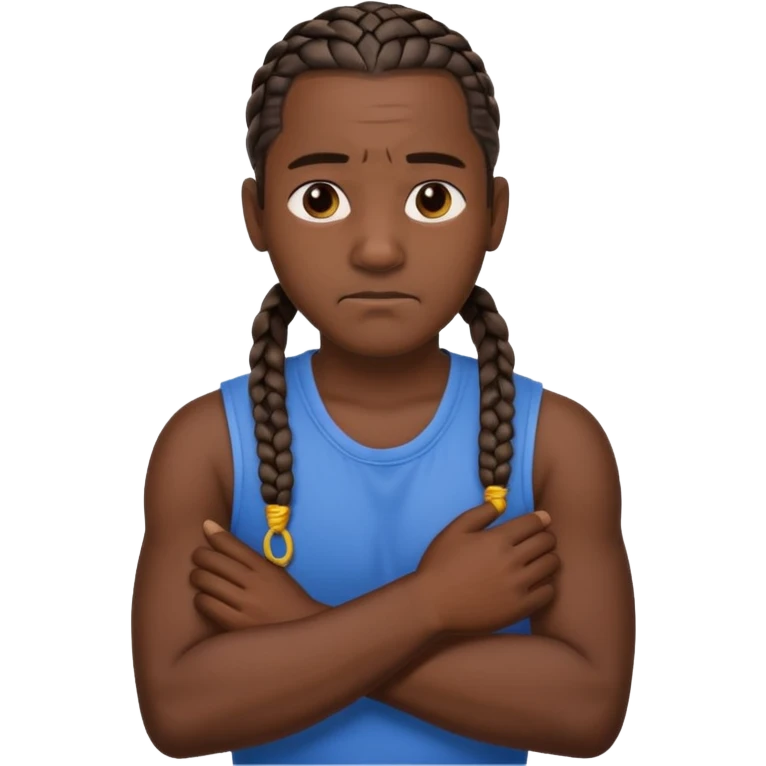 guy crossing his arms chocking him self with cornrows emoji