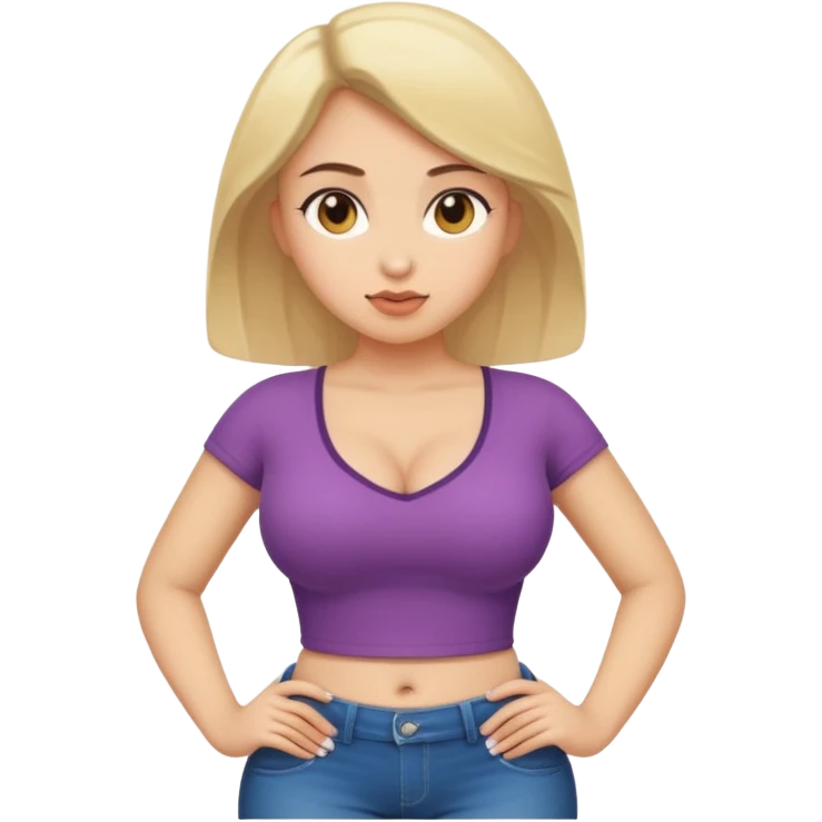 an naked girl with big tits with her hands on her hips emoji