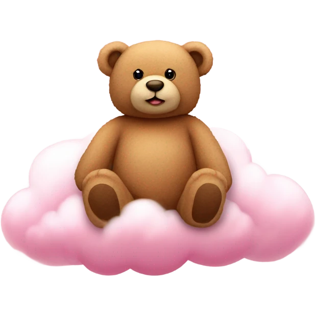 Teddy bear sitting on pink clouds emoji