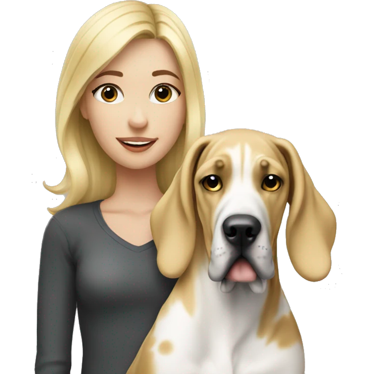Blonde girl with great dane emoji