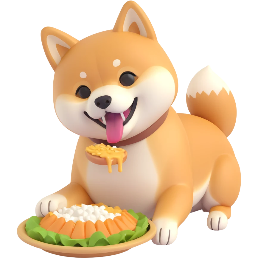 shiba inu, eating emoji