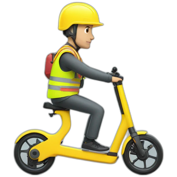 xiaomi trottinette electrique bald man with yellow safety vest emoji