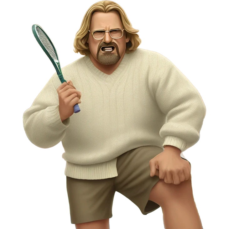 Big Lebowski playing tennis in sweater emoji