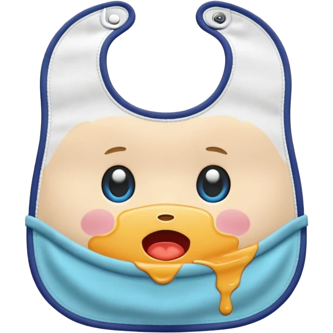 a baby bib with a small food stain emoji