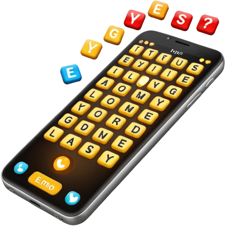 a phone showing a word game being played on it  emoji