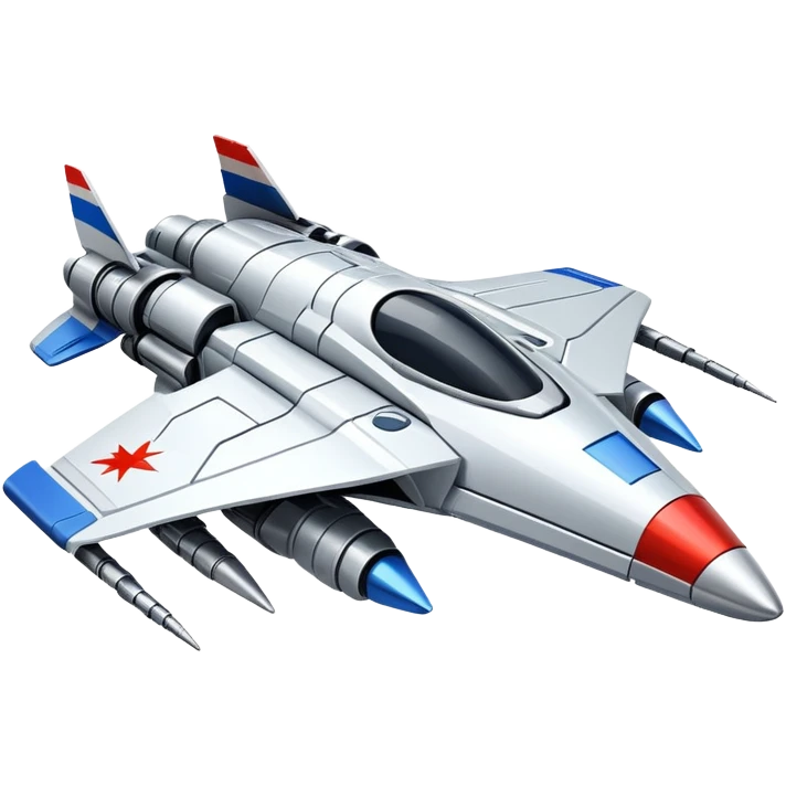 Futuristic war spaceship with Russian flag colors, sleek design emoji