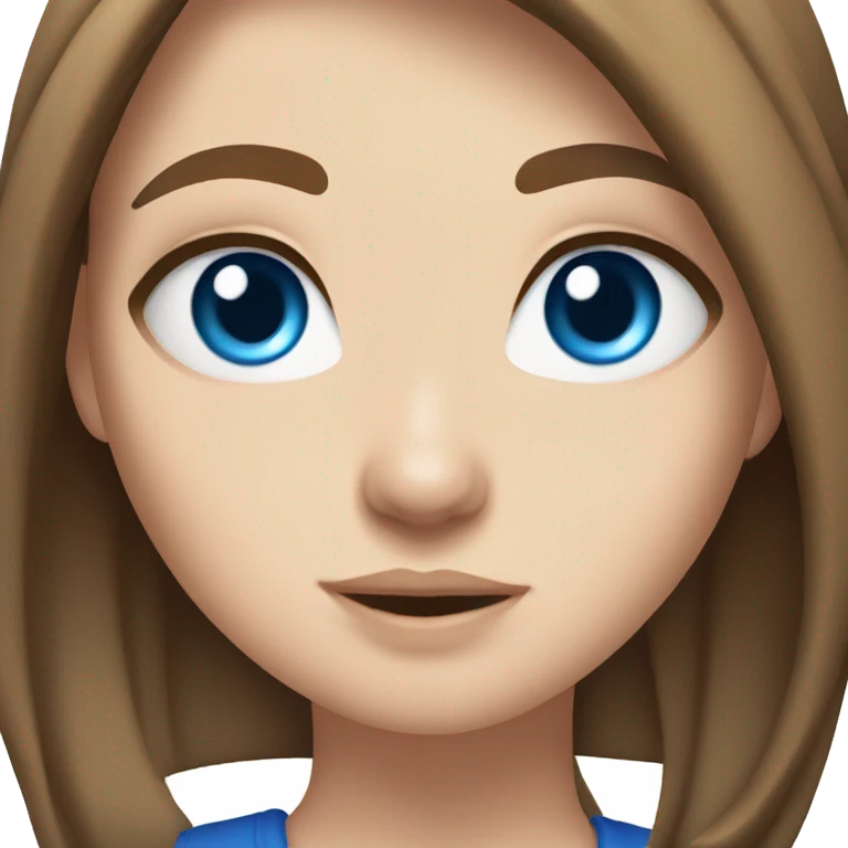 White girl brown hair, blue eyes, gaming emoji