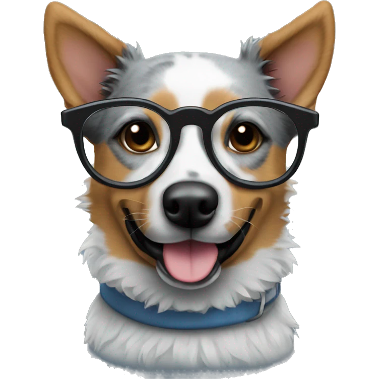 Blue heeler dog with glasses on  emoji