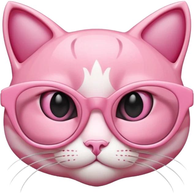 A 3D cartoon rose-pink cat-eye shaped spectacle, glossy curved frame, soft reflections, isolated on plain background. only glasses. emoji