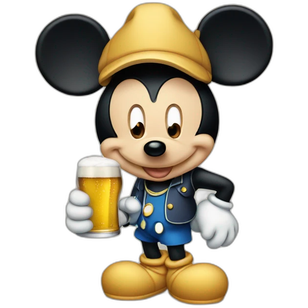 Mickey avec une bière emoji